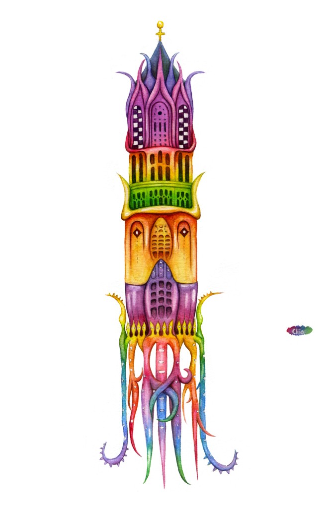 Hidden Creatures in Utrecht_Dom tower_Watercolor @ChiaDNA